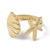 Ion Plating(IP) 304 Stainless Steel Shell with Starfish Open Cuff Ring for Women X-RJEW-C046-03G-2