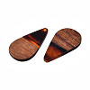 Transparent Resin & Walnut Wood Pendants RESI-N025-030-C02-3