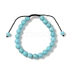 8mm Round Natural Crackle Turquoise  Braided Bead Bracelets BJEW-C067-01B-10-2