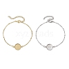 2Pcs 2 Colors 304 Stainless Steel Round Cabochon Setting Bracelets BJEW-JB11091-1