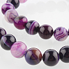 Natural Striped Agate/Banded Agate Round Bead Strands G-E233-02-1