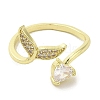 Brass Micro Pave Cubic Zirconia Rings for Women RJEW-E295-35G-2