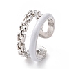 Enamel Double Line Open Cuff Ring RJEW-E051-01P-04-1