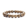 Natural Wood Round Beaded Stretch Bracelet with Synthetic Hematite BJEW-JB08154-5