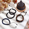 ANATTASOUL 6Pcs 5 Style Natural Lava Rock & Tiger Eye & Synthetic Agate Braided Bead Bracelets Set BJEW-AN0001-12-7