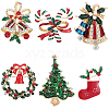 6Pcs 6 Styles Christmas Theme Enamel Pins JEWB-SP0001-09-1