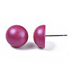 Pearlized Half Round Schima Wood Earrings for Girl Women EJEW-N048-001-10-3