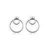 Ring Rhodium Plated 925 Sterling Silver Stud Earrings PB1316-4-1