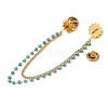 304 Stainless Steel Pave Dyed Synthetic Turquoise Hanging Chain Brooch JEWB-S021-04G-02-3