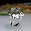 Oval Zinc Alloy Natural Labradorite Finger Rings WG970F5-04-1