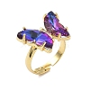 Adjustable Brass Glass Finger Rings RJEW-P148-A01-18-1