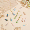 14Pcs 7 Colors Electroplated Natural Quartz Crystal Copper Wire Wrapped Pendants PALLOY-AB00205-4