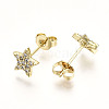 Brass Micro Pave Clear Cubic Zirconia Stud Earrings EJEW-T046-30G-NF-2