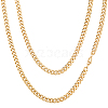 2Pcs 7mm Stainless Steel Cuban Link Chain Necklaces for Women Men NJEW-BBC0001-39A-1