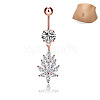 304 Stainless Steel Micro Pave Cubic Zirconia Flower Dangle Belly Rings WG0C7D9-02-1