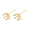 Brass Micro Pave Cubic Zirconia Stud Earring Findings CU-CBA866A-01G-1