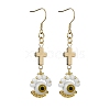 Handmade Seed Evil Eye & Cross Dangle Earrings EJEW-MZ00227-03-1