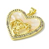 Mother's Day Real 18K Gold Plated Brass Micro Pave Clear Cubic Zirconia Pendants KK-H472-13G-04-2