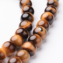 Round Natural Tiger Eye Bead Strands G-J346-13-6mm