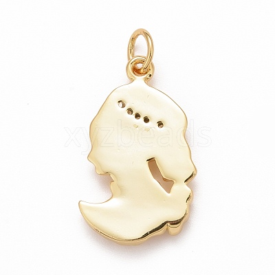Rack Plating Brass Clear Cubic Zirconia Pendants KK-M229-18G-1