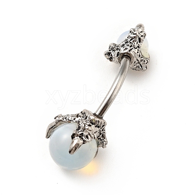 Opalite Beaded Curved Barbell AJEW-G042-04P-1