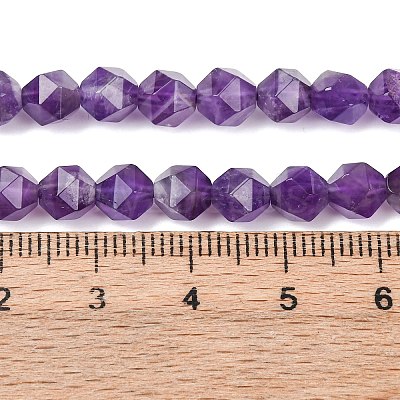 Faceted Natural Amethyst Beads Strands G-K066-09-6mm-1