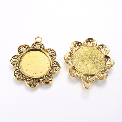 Tibetan Style Pendant Cabochon Settings X-TIBE-A21387-AG-FF-1