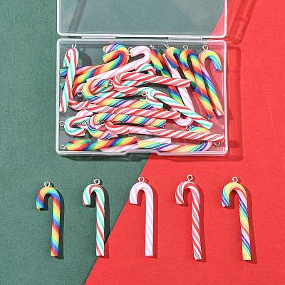 30Pcs 5 Colors Handmade Polymer Clay Big Pendants CLAY-FS0001-50-1
