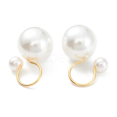 Plastic Imitation Pearl Cuff Earrings EJEW-G283-06-1