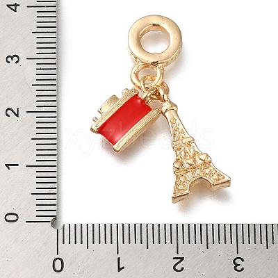 Rack Plating Alloy Red Enamel European Dangle Charms PALLOY-A009-06G-1