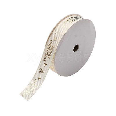 Flat Christmas Theme Polyester Grosgrain Ribbon OCOR-YWC0001-01A-01-1