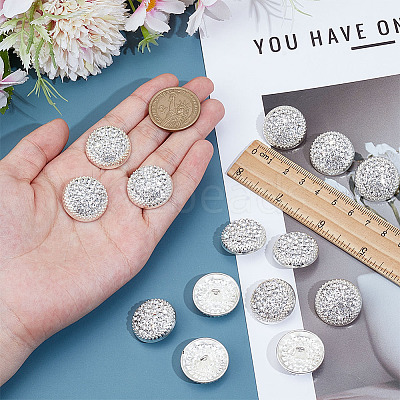 14Pcs 1-Hole Alloy Glass Shank Buttons BUTT-MA0001-16B-S-1