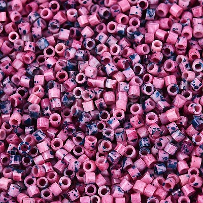 Spray Painted Picasso Cylinder Glass Seed Beads GLAA-T028-12A-01-1