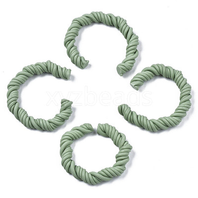 Polymer Clay Twist Rope Open Ring CLAY-N010-031-04-1