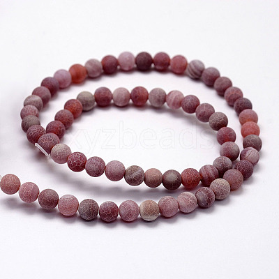 Frosted Natural Agate Beads Strands X-G-F367-8mm-04-1