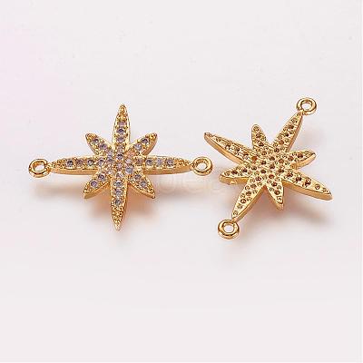 Brass Micro Pave Cubic Zirconia Links ZIRC-G097-08G-1