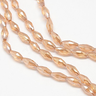 Electroplate Crystal Glass Rice Beads Strands EGLA-F042-A02-1
