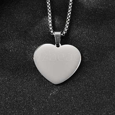 304 Stainless Steel Blank Pendant Necklaces NJEW-P329-04B-P-1