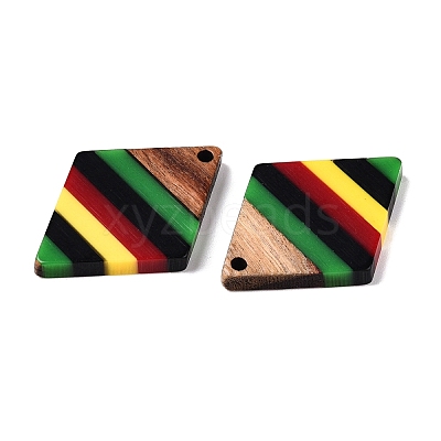 Jamaican Colour Epoxy Resin & Walnut Wood Pendants X-RESI-N039-122N-1