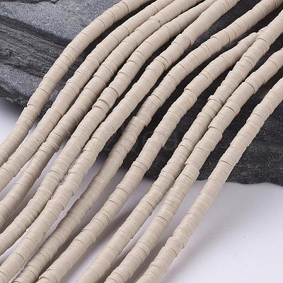 Flat Round Handmade Polymer Clay Bead Spacers X-CLAY-R067-4.0mm-02-1