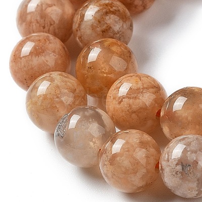 Natural Flower Agate Beads Strands G-B044-A01-01-1