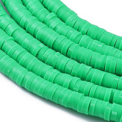 Flat Round Handmade Polymer Clay Bead Spacers CLAY-R067-4.0mm-06-1