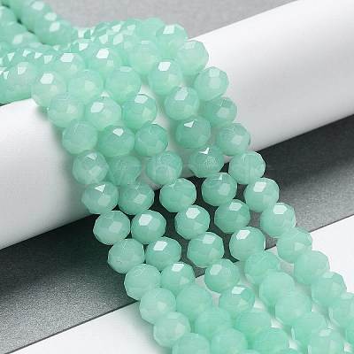 Baking Paint Imitation Jade Glass Bead Strands DGLA-A034-J8MM-A22-1