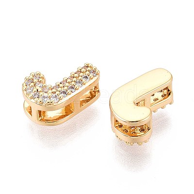 Brass Micro Pave Clear Cubic Zirconia Beads KK-T071-17G-J-1