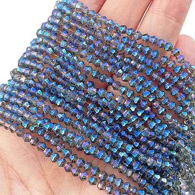 Transparent Electroplate Glass Beads Strands EGLA-A039-T2mm-UA07-1