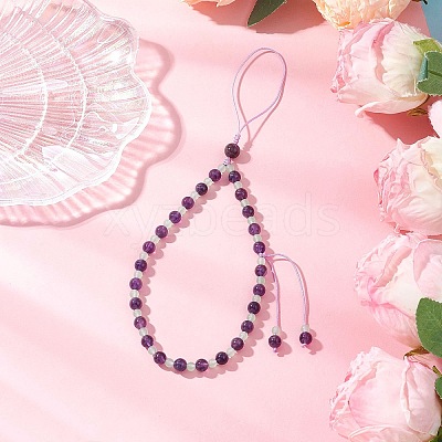 Natural Amethyst Mobile Straps HJEW-JM03418-02-1