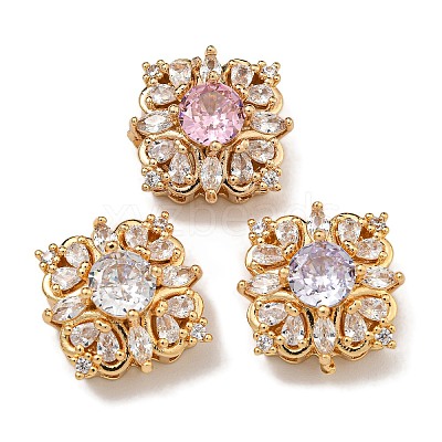 Brass Micro Pave Cubic Zirconia Beads KK-U037-03G-01-1