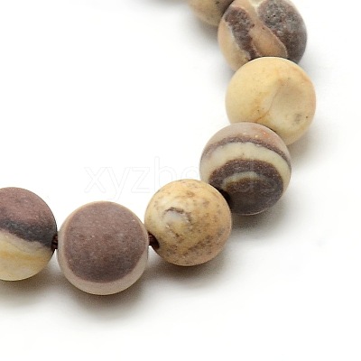 Natural Frosted Zebra Jasper Round Bead Strands G-M064-4mm-03-1