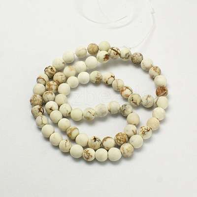 Frosted Round Natural Magnesite Beads Strands X-G-I168-07-6mm-1