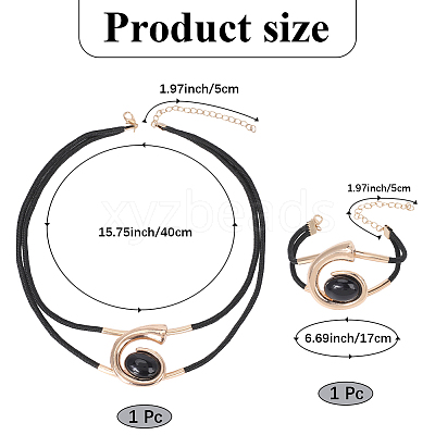 Number 6 Alloy & Acrylic & Wax Cord Double Layer Necklaces & Bracelets Sets for Women SJEW-CY0001-02-1